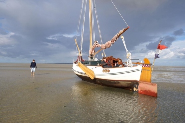Plattbodenschiff, bei Vlieland, Wattenmeer, Friesland, Holland